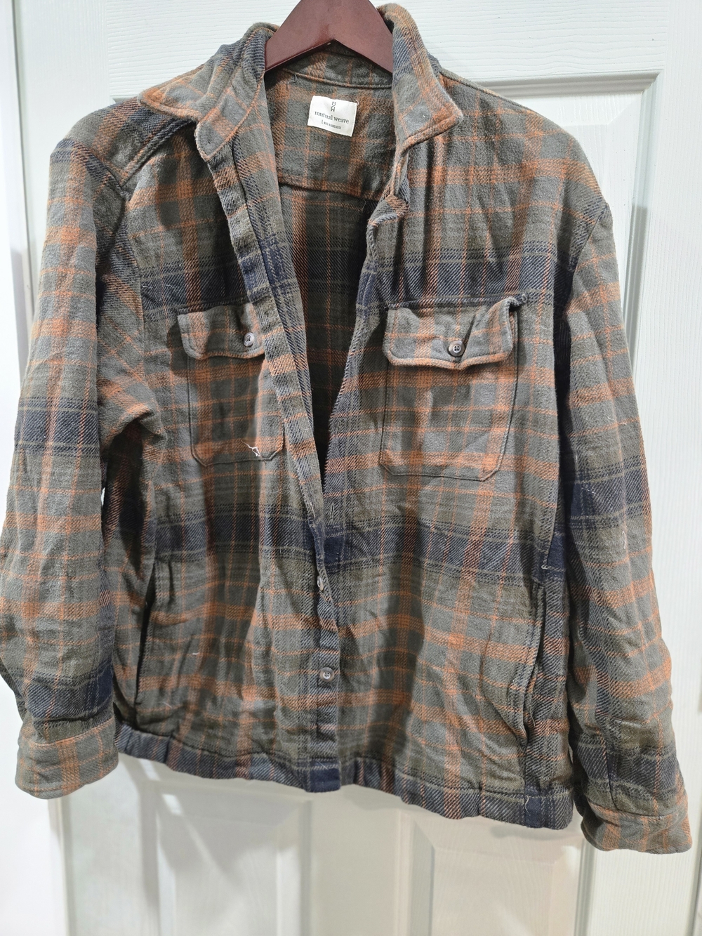 Men’s Plaid Button-Front Jacket - Gray & Orange